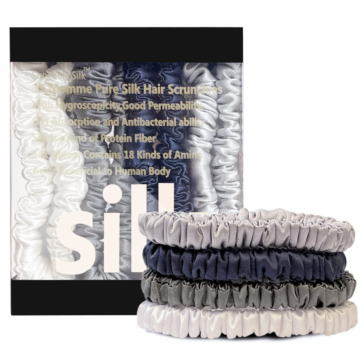 Silk Hair Towel, Friction-Resistant, Amino Acid-Rich, Durable, Breathable (6PCS(Bean Paste, Rose Gold, Rice White))